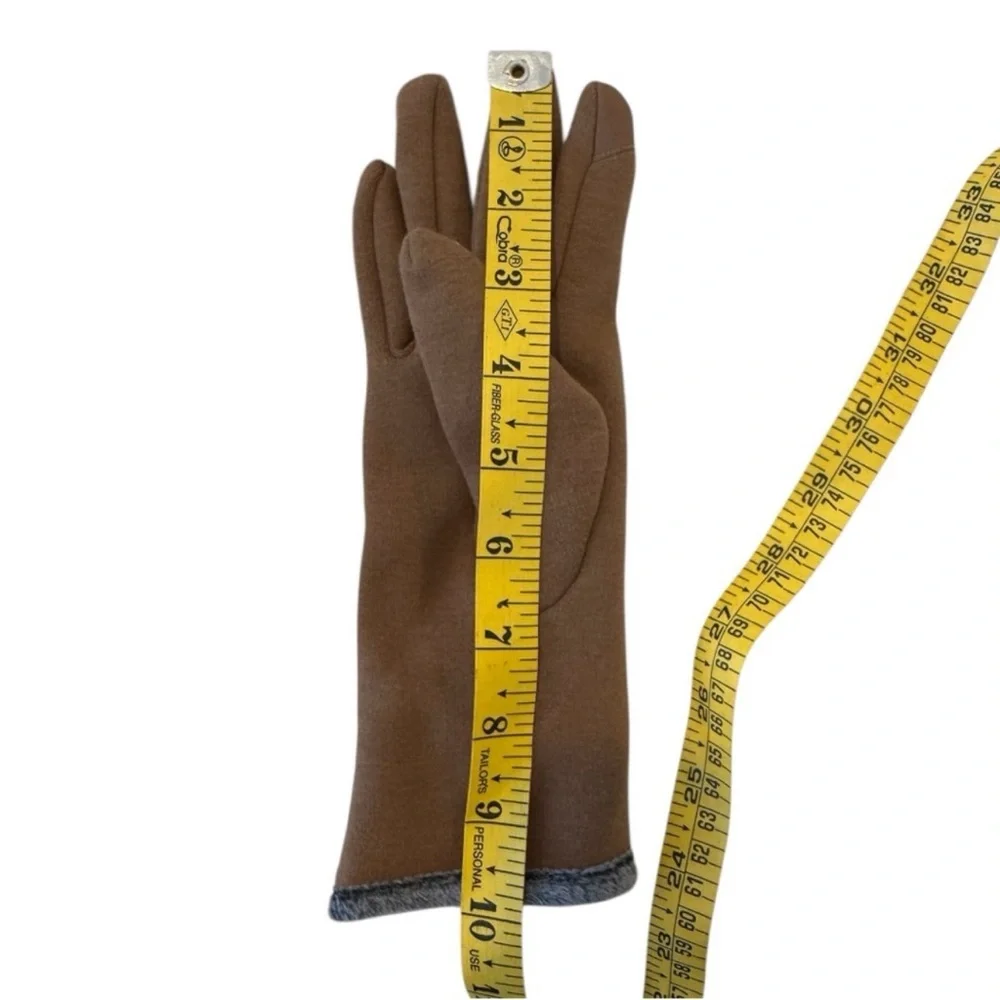 UGG Chestnut Brown Faux-Fur Trim Button Gloves